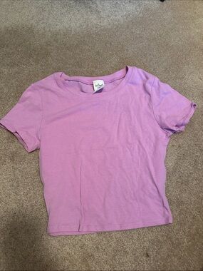 Tilly’s Women’s Lilac Crop Tee - Soft Short Sleeve